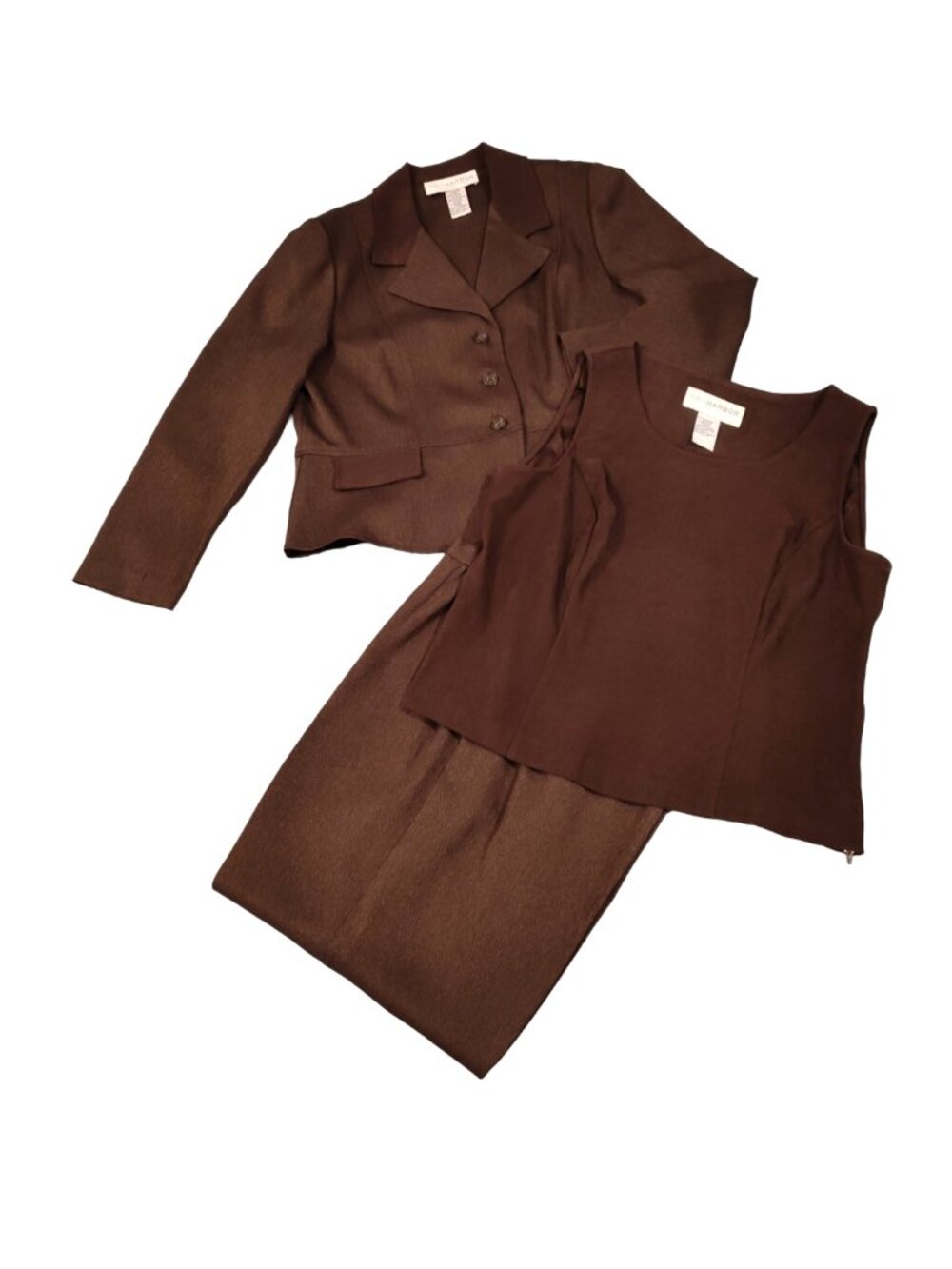Sagharbor Herringbone Brown Women's Size 16P Pant Suite